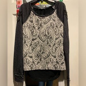 Miss Me Sheer Back Paisley Long Sleeve Top
